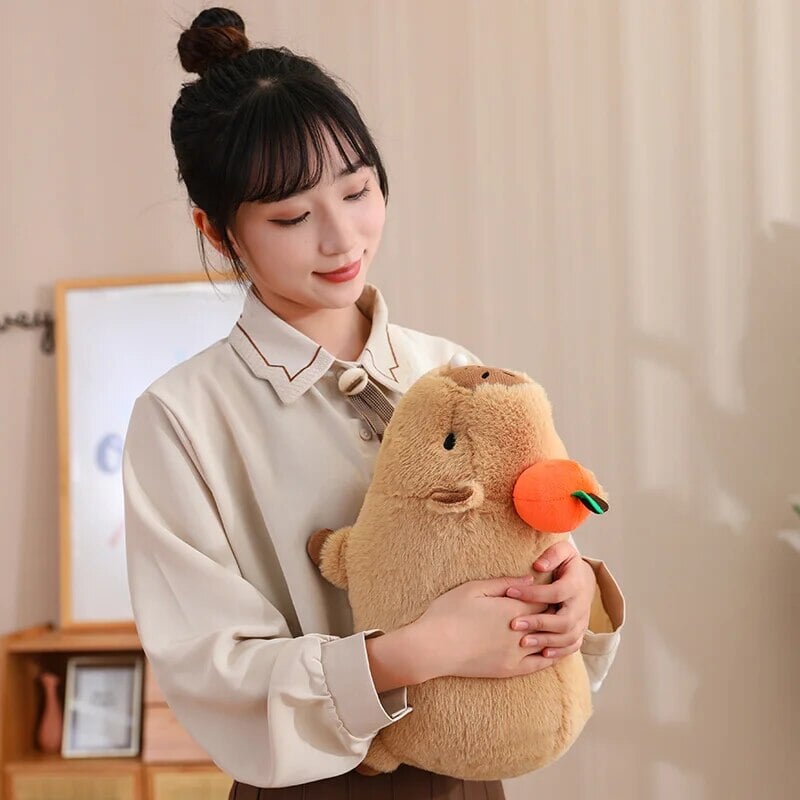 Maliben | Fluffy Sleepy Capybara With Orange Plushie