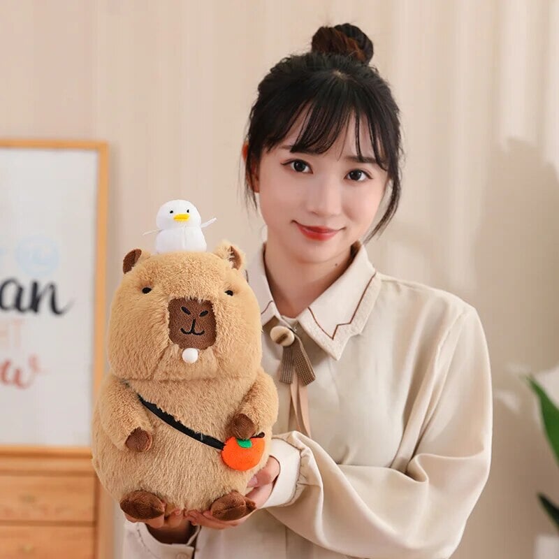 Maliben | Fluffy Sleepy Capybara With Orange Plushie