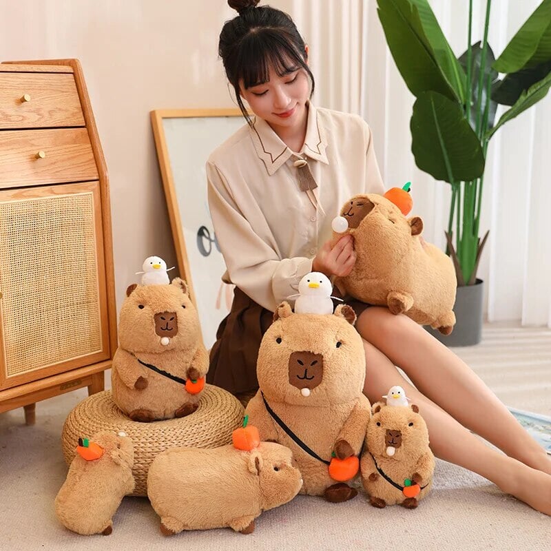 Maliben | Fluffy Sleepy Capybara With Orange Plushie