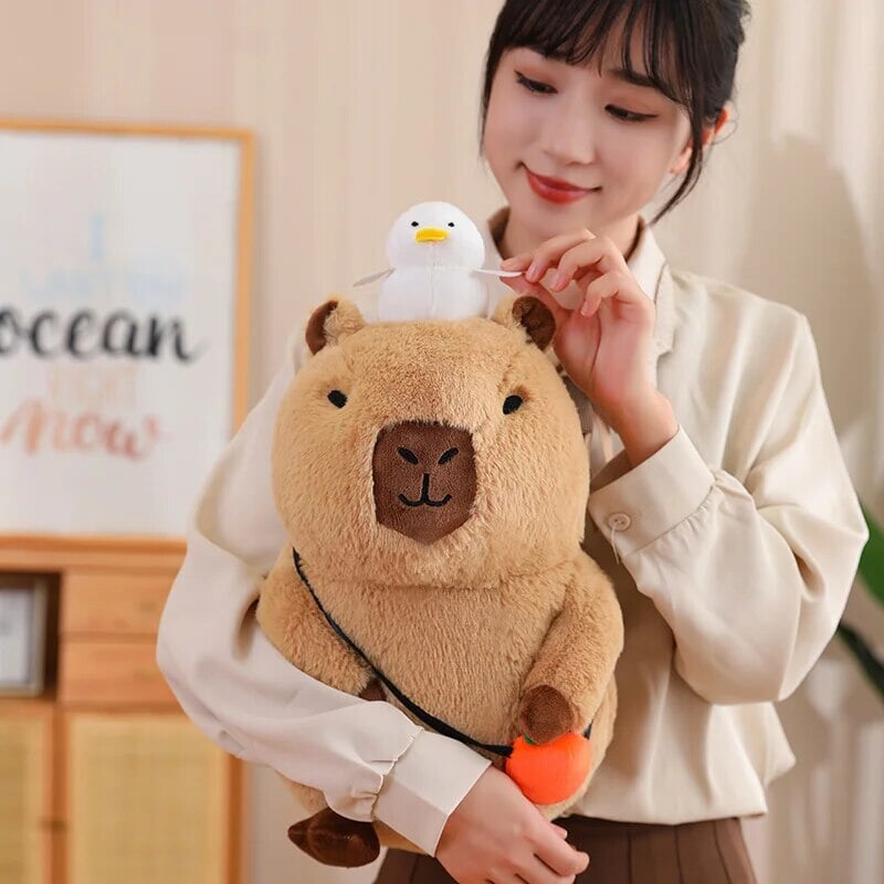 Maliben | Fluffy Sleepy Capybara With Orange Plushie