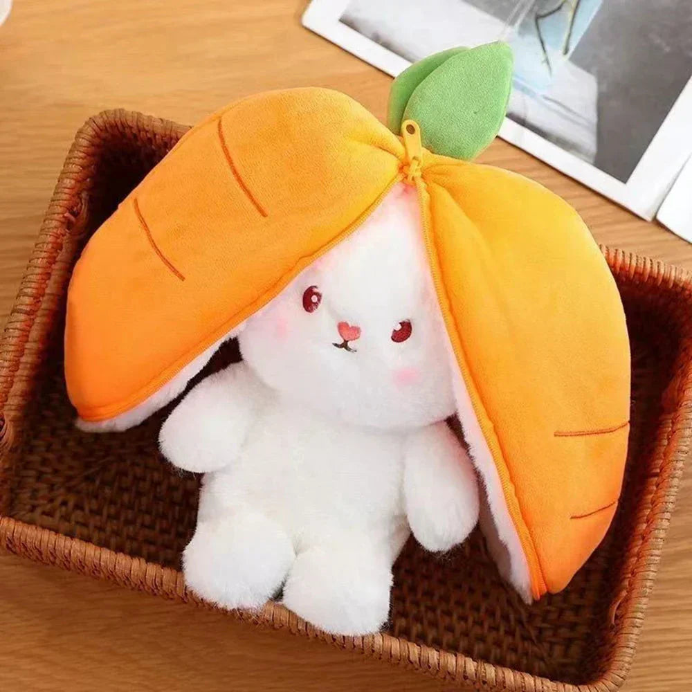 Maliben | Fluffy Strawberry Carrot Bunny Zip Up Plushie
