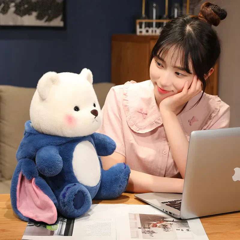Maliben | Fluffy White Bear Donkey Outfit Plushie