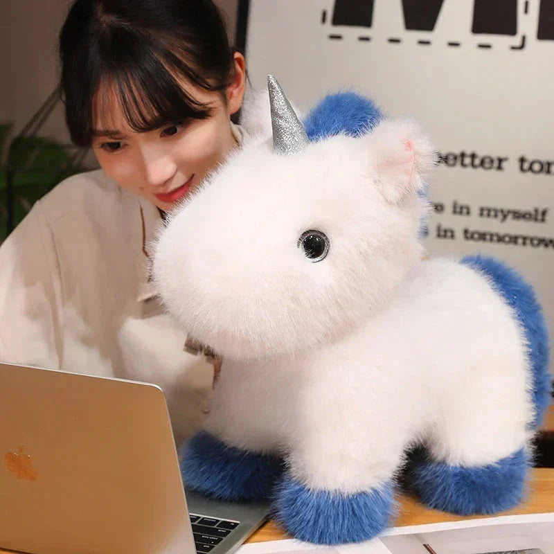 Maliben | Fluffy White Blue Purple Chibi Unicorn Plushie