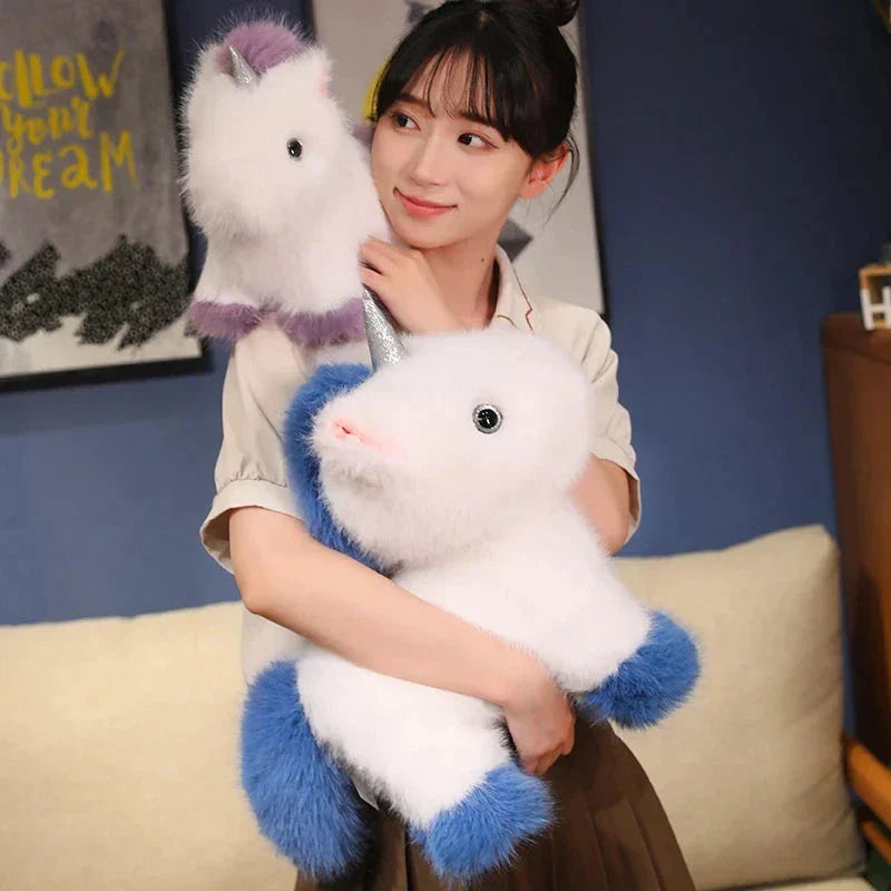 Maliben | Fluffy White Blue Purple Chibi Unicorn Plushie