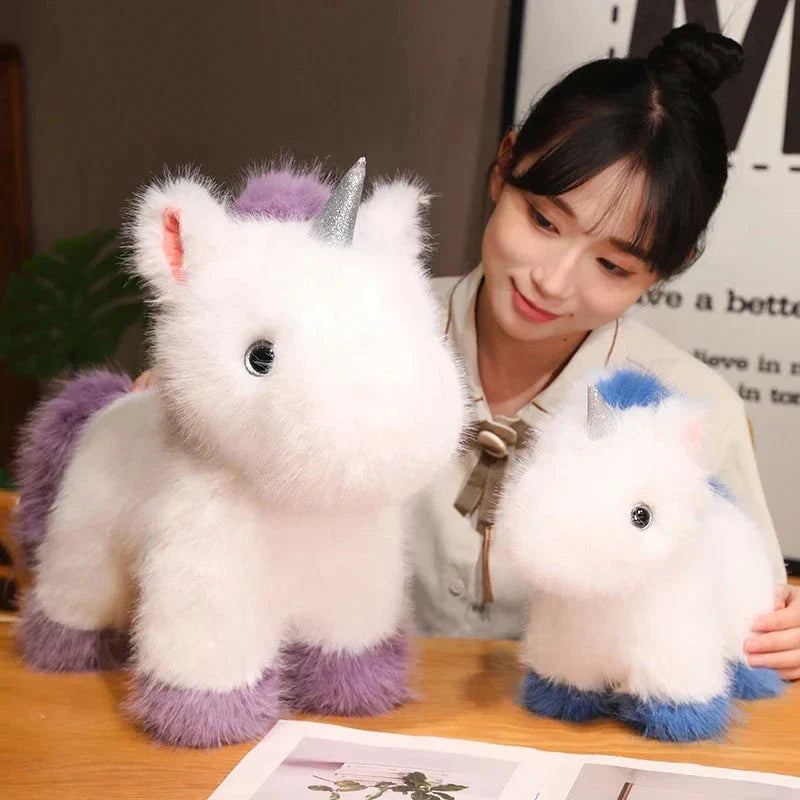 Maliben | Fluffy White Blue Purple Chibi Unicorn Plushie
