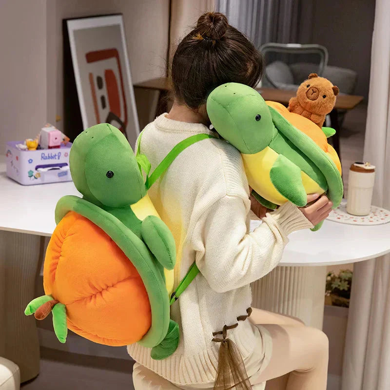 Maliben | Green Orange Turtle Plush Backpack