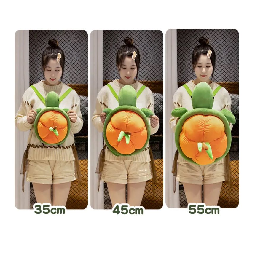 Maliben | Green Orange Turtle Plush Backpack