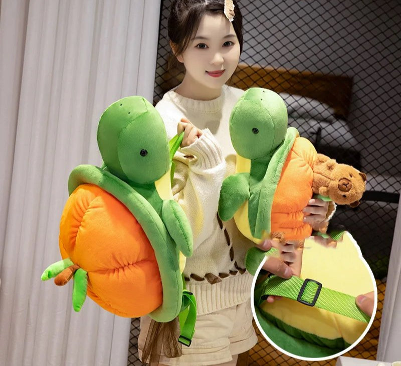 Maliben | Green Orange Turtle Plush Backpack
