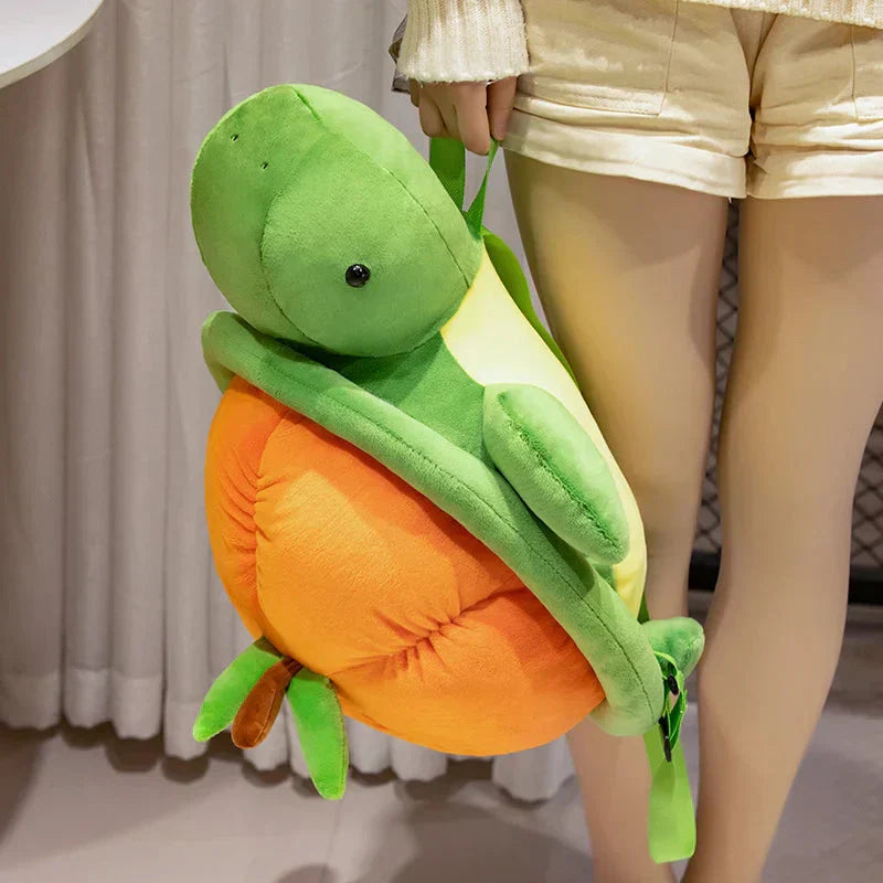 Maliben | Green Orange Turtle Plush Backpack