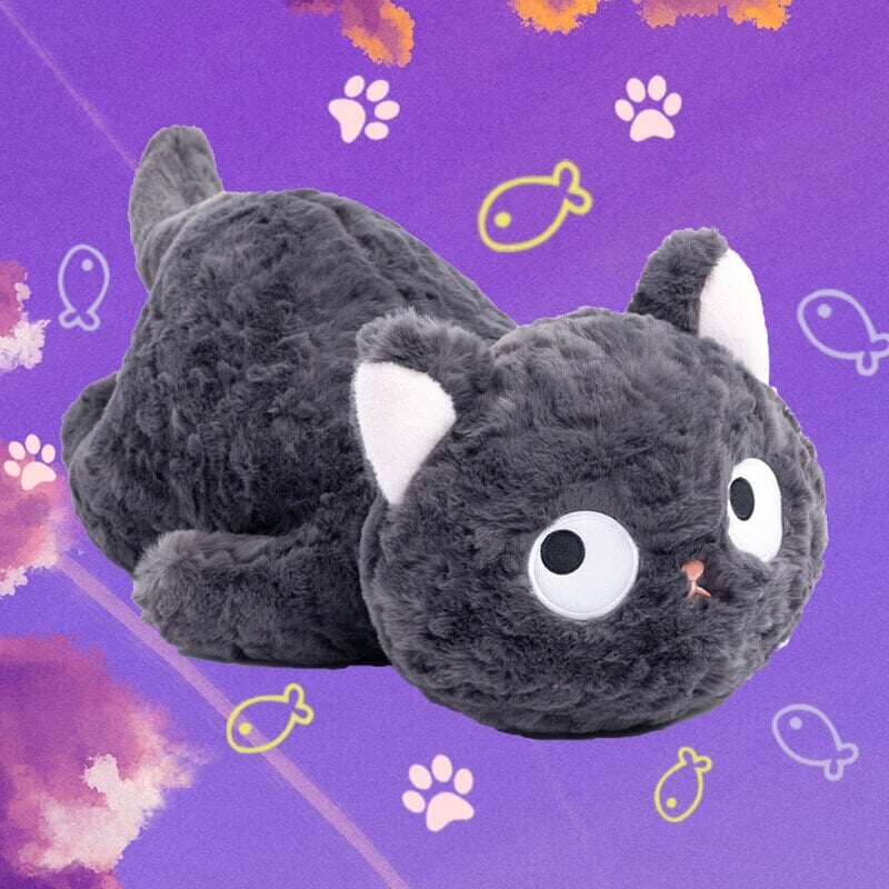 Maliben | Jiji The Fluffy Black Cat Plushie Laying Down
