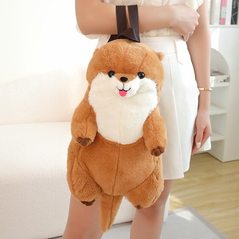Maliben | Kawaii Brown Otter Backpack Plushie