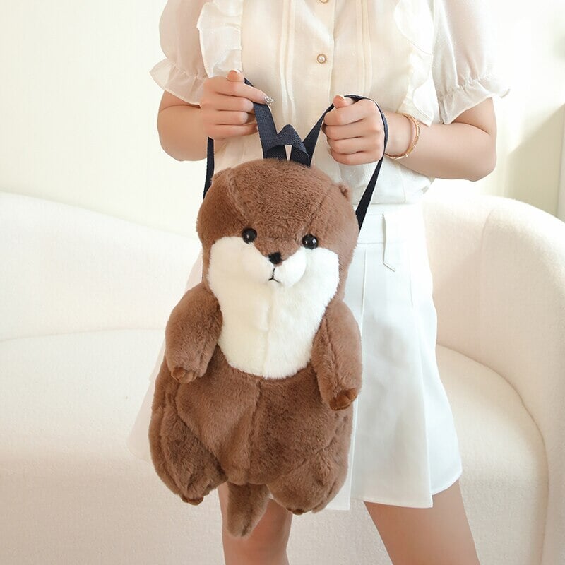 Maliben | Kawaii Brown Otter Backpack Plushie
