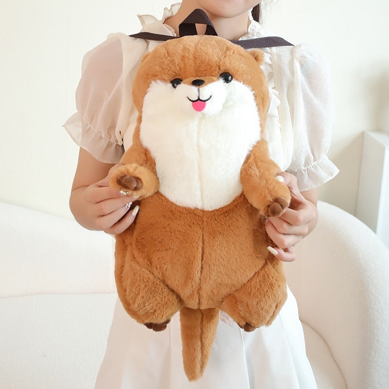 Maliben | Kawaii Brown Otter Backpack Plushie