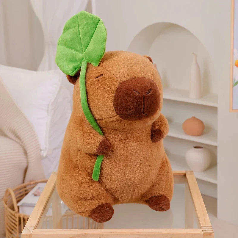 Maliben | Kawaii Capybara Plushie Holding Leaf