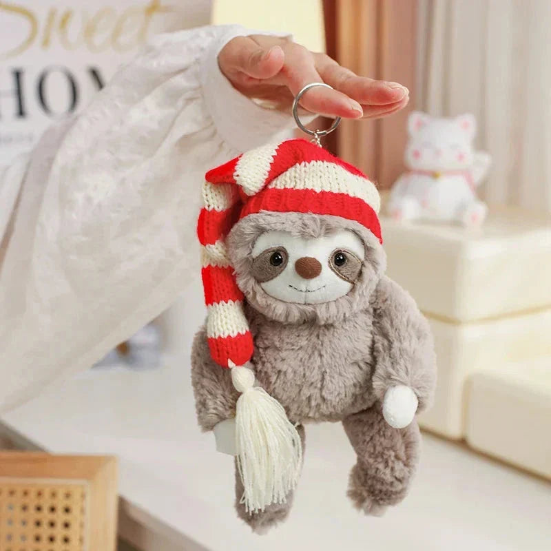 Maliben | Kawaii Christmas Sloth Plush With Striped Hat