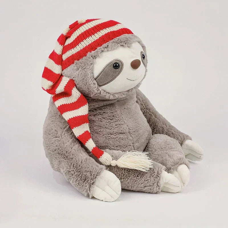 Maliben | Kawaii Christmas Sloth Plush With Striped Hat