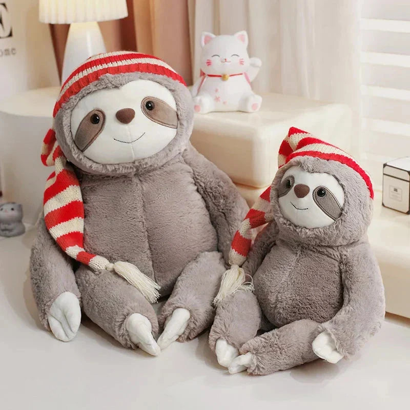 Maliben | Kawaii Christmas Sloth Plush With Striped Hat