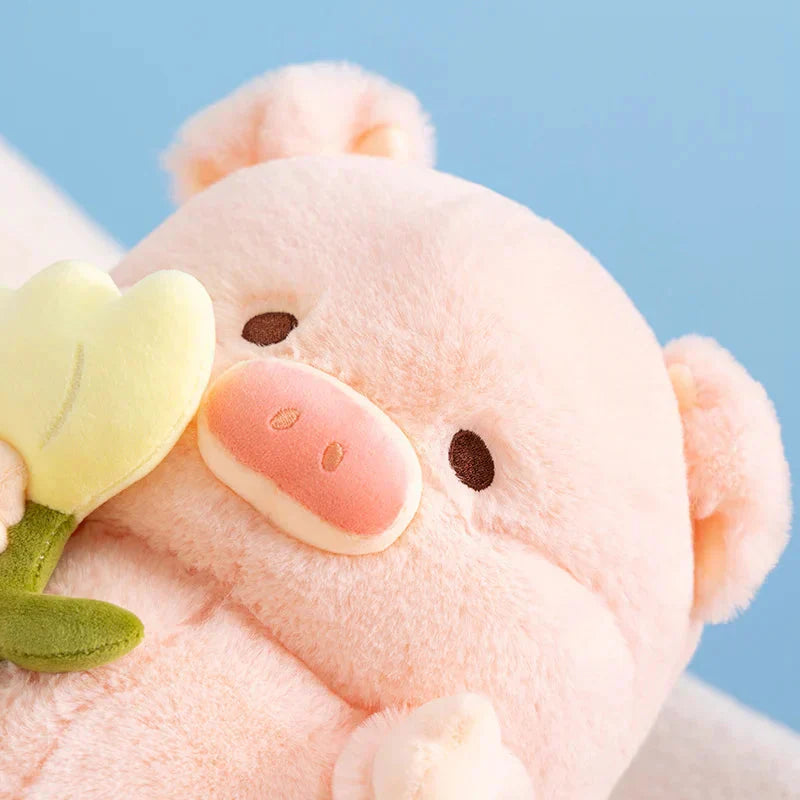 Maliben | Kawaii Chunky Pig Holding Flower Plushie