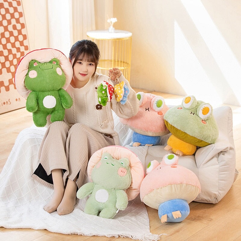 Maliben | Kawaii Fluffy Mushroom Frog Family Plushies