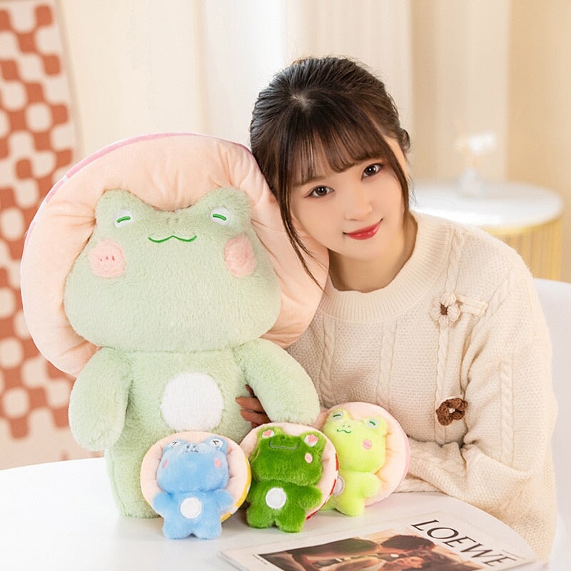 Maliben | Kawaii Fluffy Mushroom Frog Family Plushies