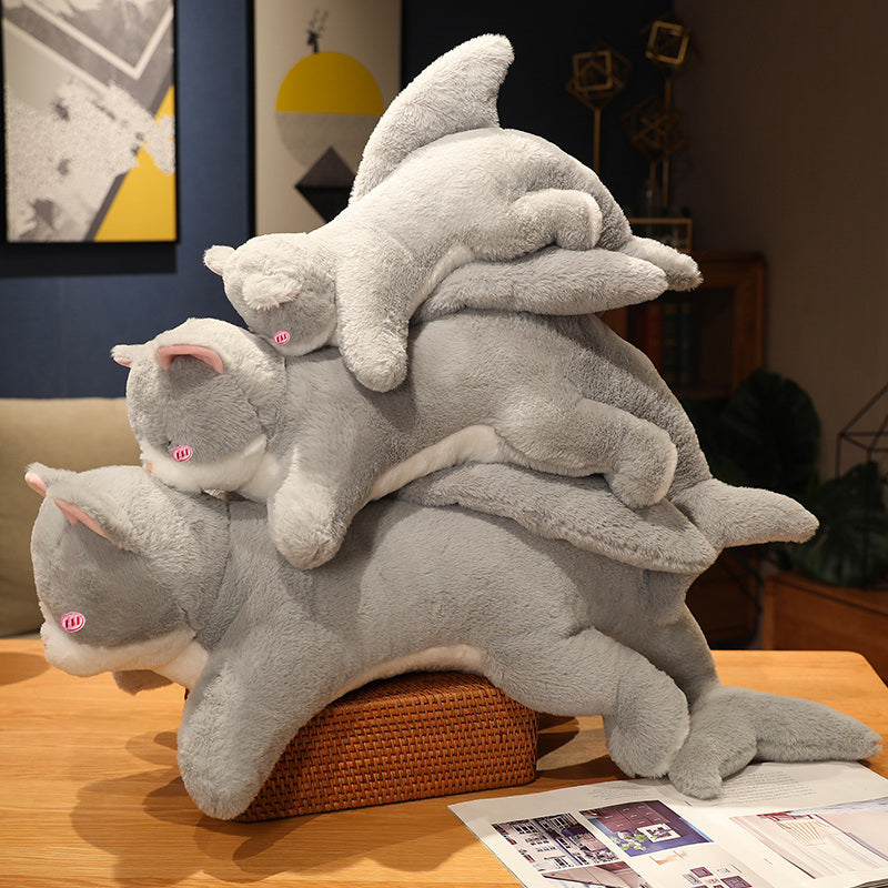 Maliben | Kawaii Grey Half Cat Half Shark Combo Plushie