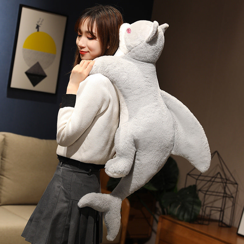 Maliben | Kawaii Grey Half Cat Half Shark Combo Plushie