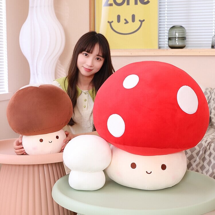 Maliben | Kawaii Red Brown White Mushroom Plushie Family