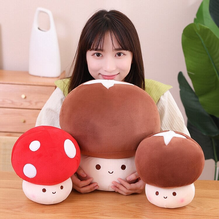 Maliben | Kawaii Red Brown White Mushroom Plushie Family