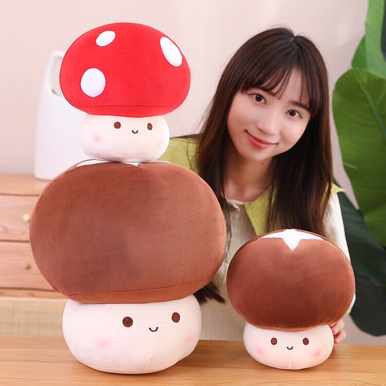 Maliben | Kawaii Red Brown White Mushroom Plushie Family