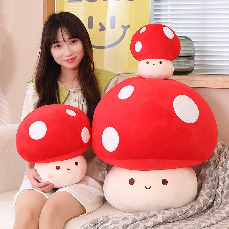Maliben | Kawaii Red Brown White Mushroom Plushie Family