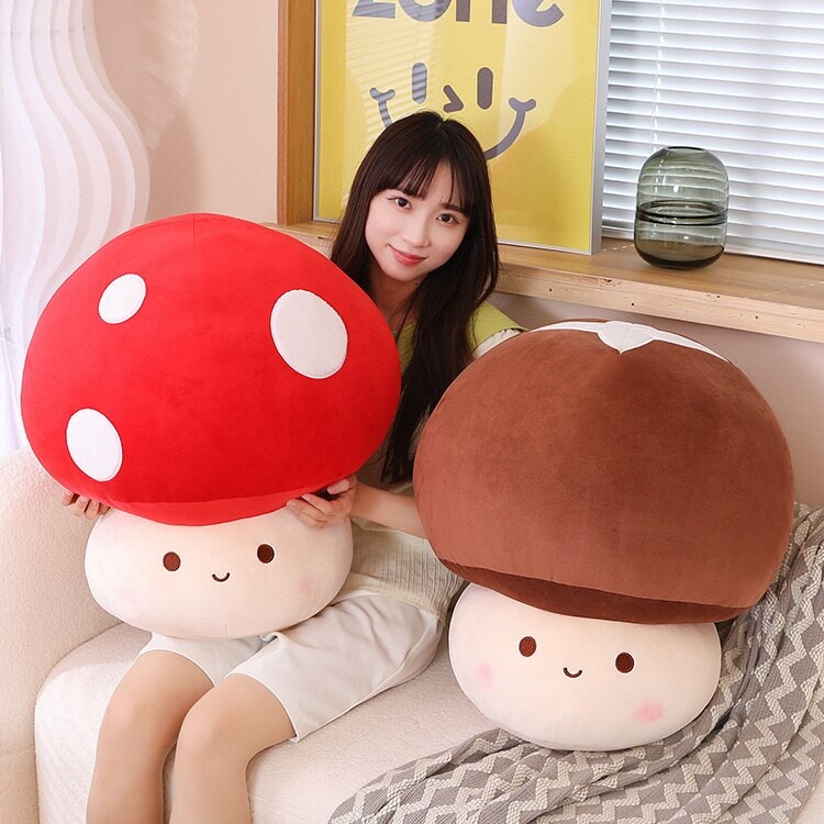 Maliben | Kawaii Red Brown White Mushroom Plushie Family