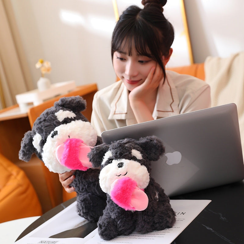 Maliben | Kawaii Sooty The Black Fluffy Dog With Slipper Plushie