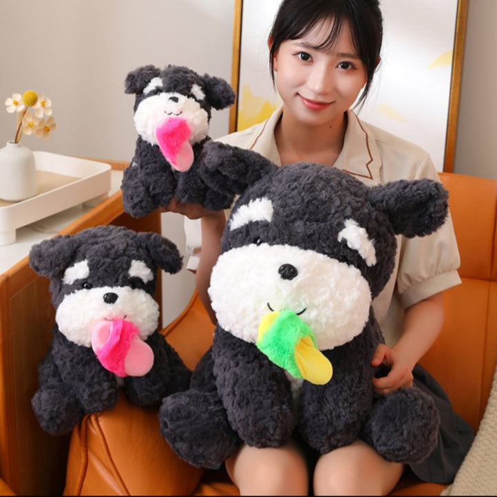Maliben | Kawaii Sooty The Black Fluffy Dog With Slipper Plushie