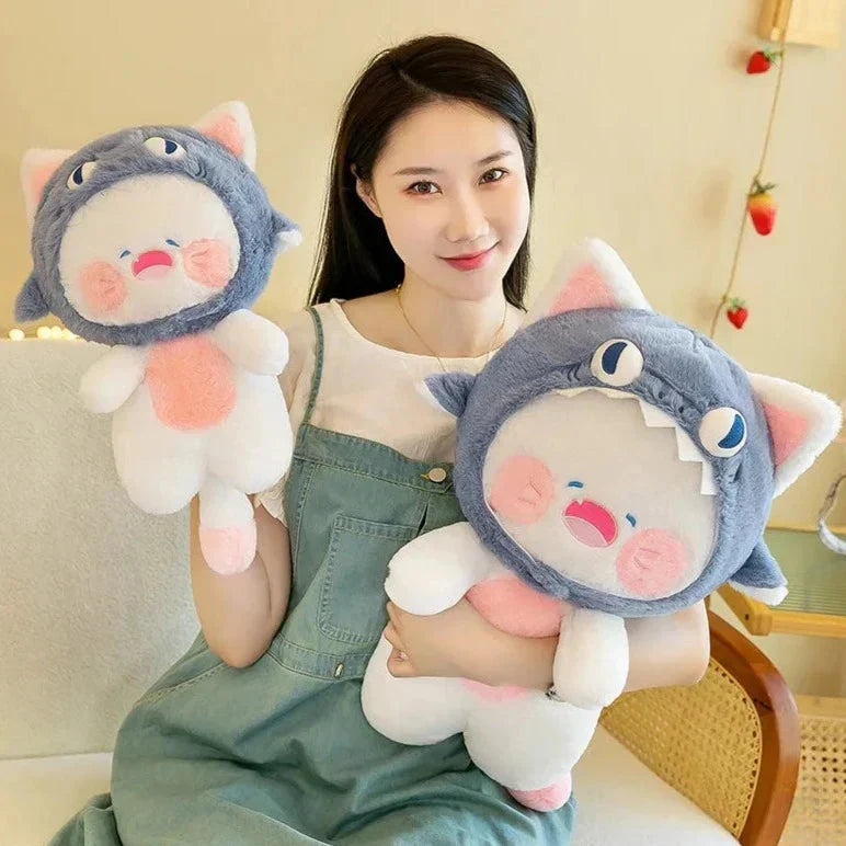Maliben | Kawaii White Cat Shark Hat Plushie