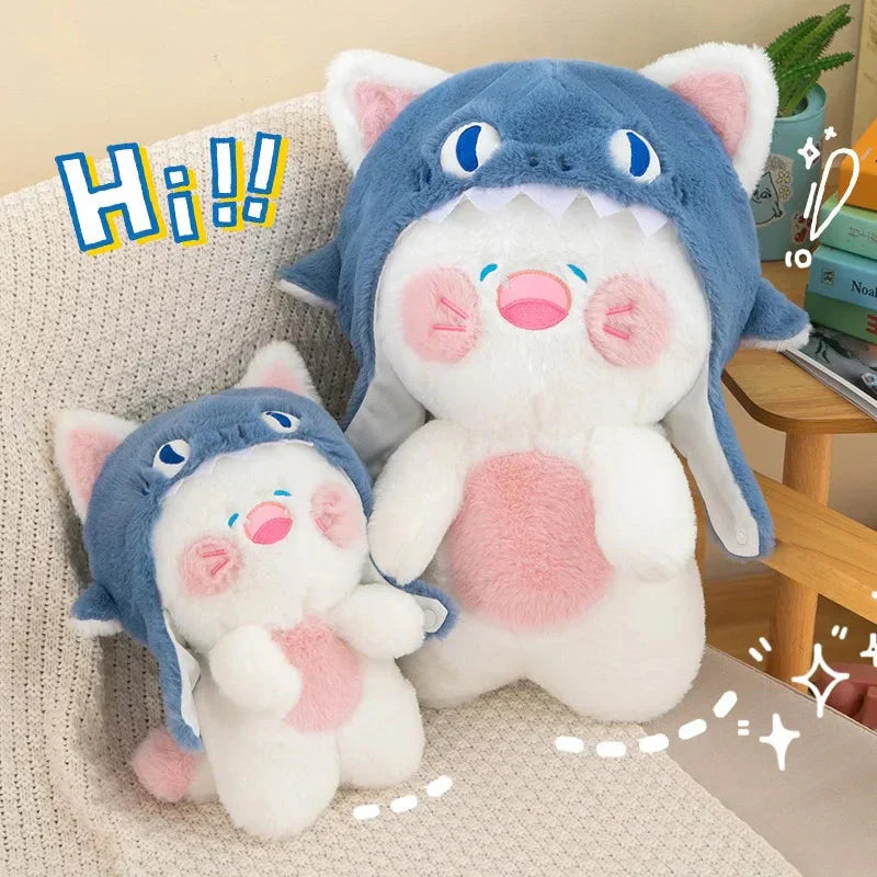 Maliben | Kawaii White Cat Shark Hat Plushie
