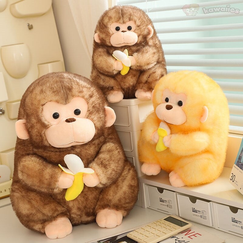 Maliben | Kawaii Yellow Brown Chunky Monkey With Banana Plushie