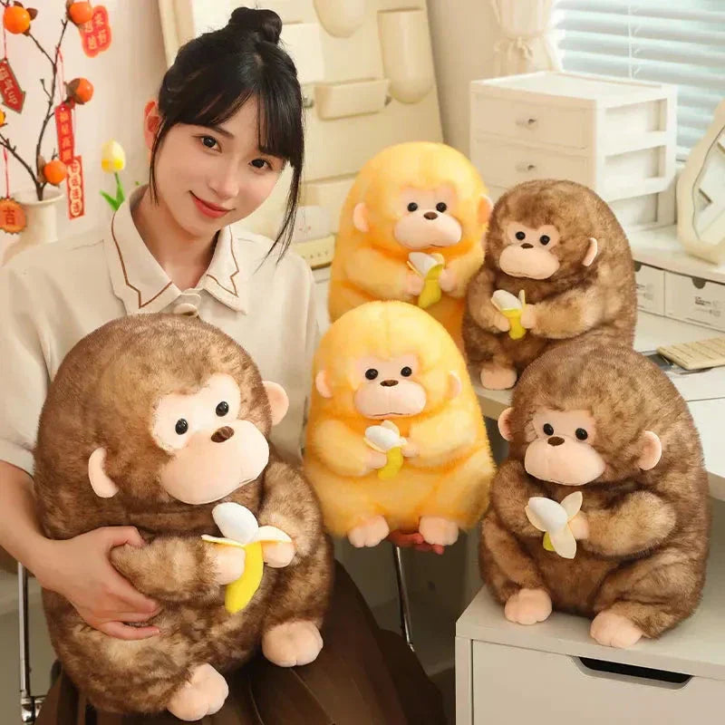 Maliben | Kawaii Yellow Brown Chunky Monkey With Banana Plushie