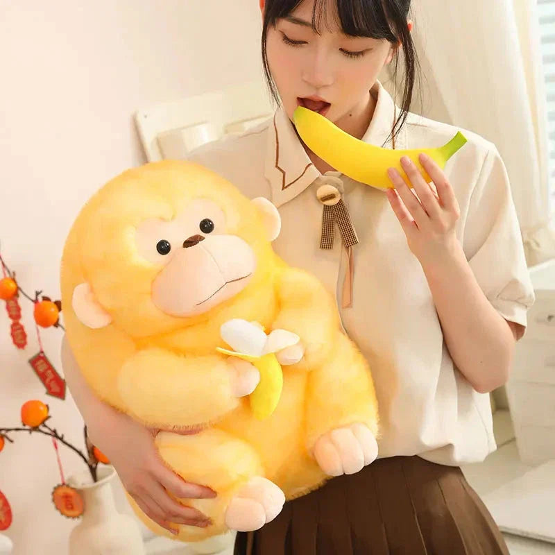 Maliben | Kawaii Yellow Brown Chunky Monkey With Banana Plushie