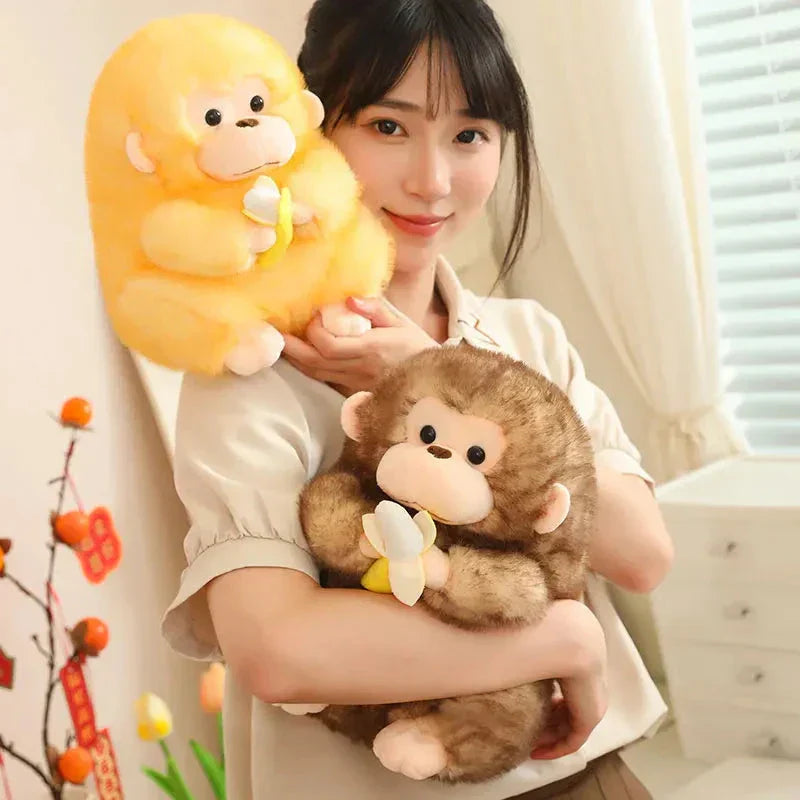 Maliben | Kawaii Yellow Brown Chunky Monkey With Banana Plushie