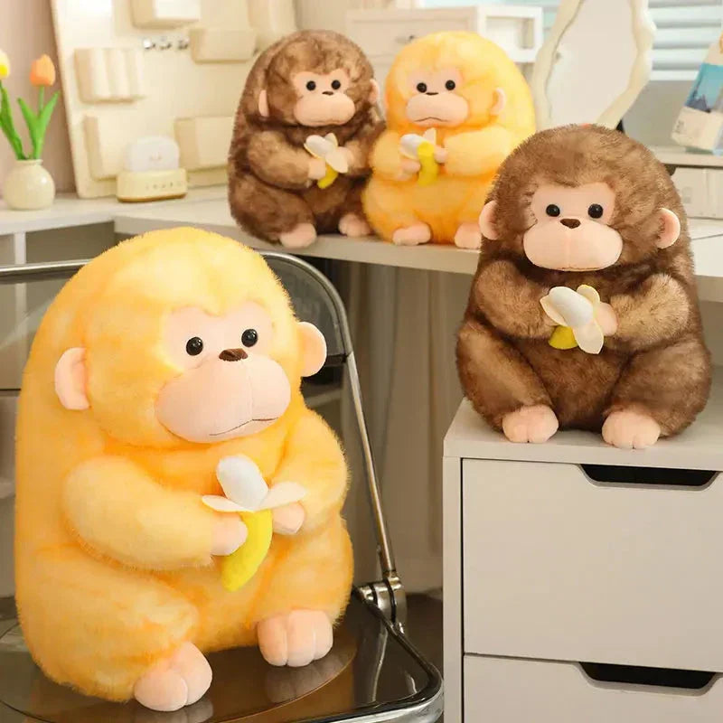 Maliben | Kawaii Yellow Brown Chunky Monkey With Banana Plushie