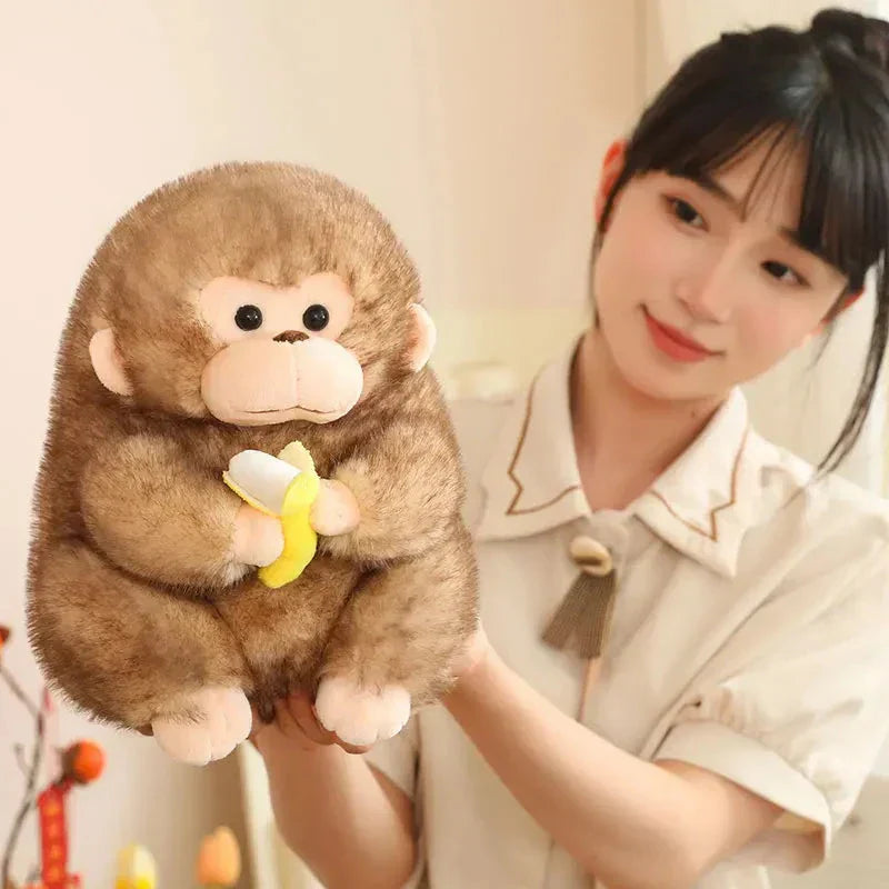 Maliben | Kawaii Yellow Brown Chunky Monkey With Banana Plushie