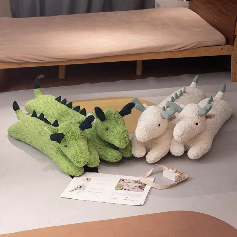Maliben | Long Snuggly Green White Dragon Plushies