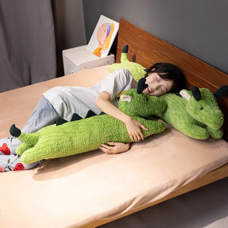 Maliben | Long Snuggly Green White Dragon Plushies