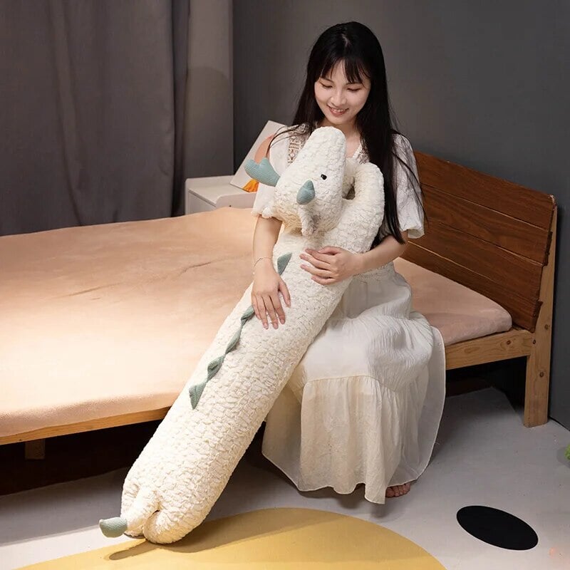 Maliben | Long Snuggly Green White Dragon Plushies