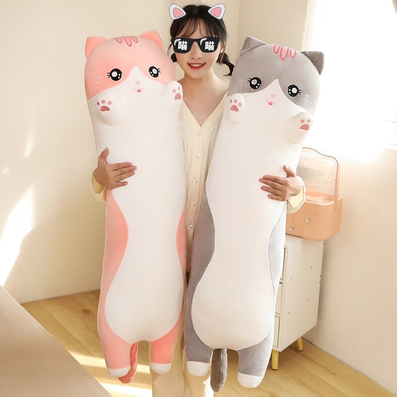 Maliben | Long Snuggly Pink Gray Cat Plushies