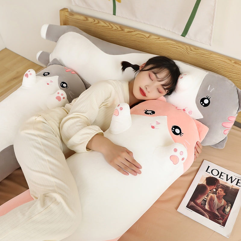 Maliben | Long Snuggly Pink Gray Cat Plushies