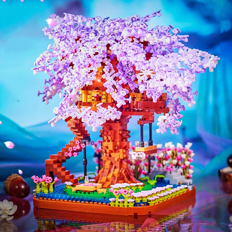 Maliben | Purple Sakura Tree House Nano Building Set