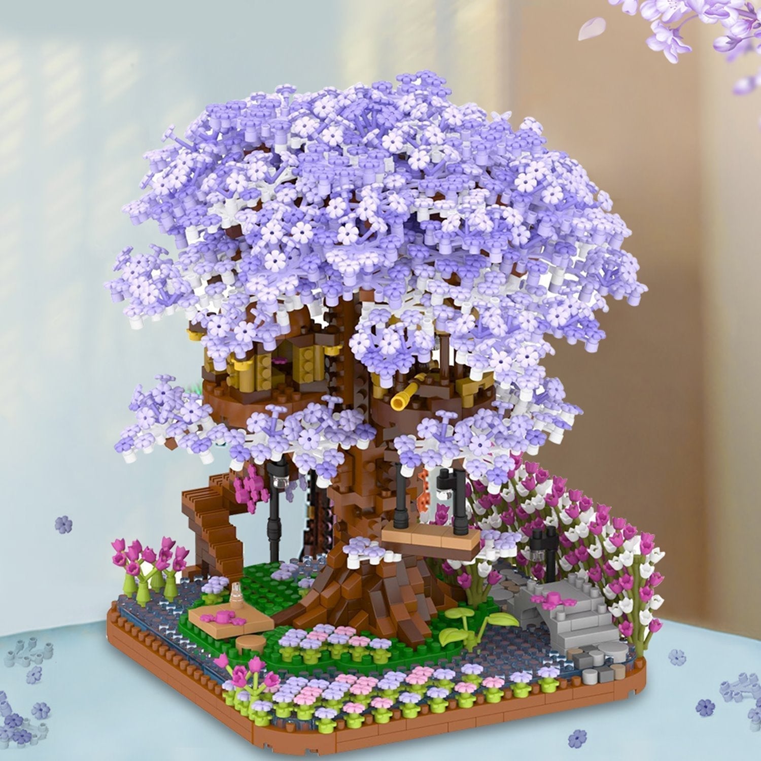 Maliben | Purple Sakura Tree House Nano Building Set