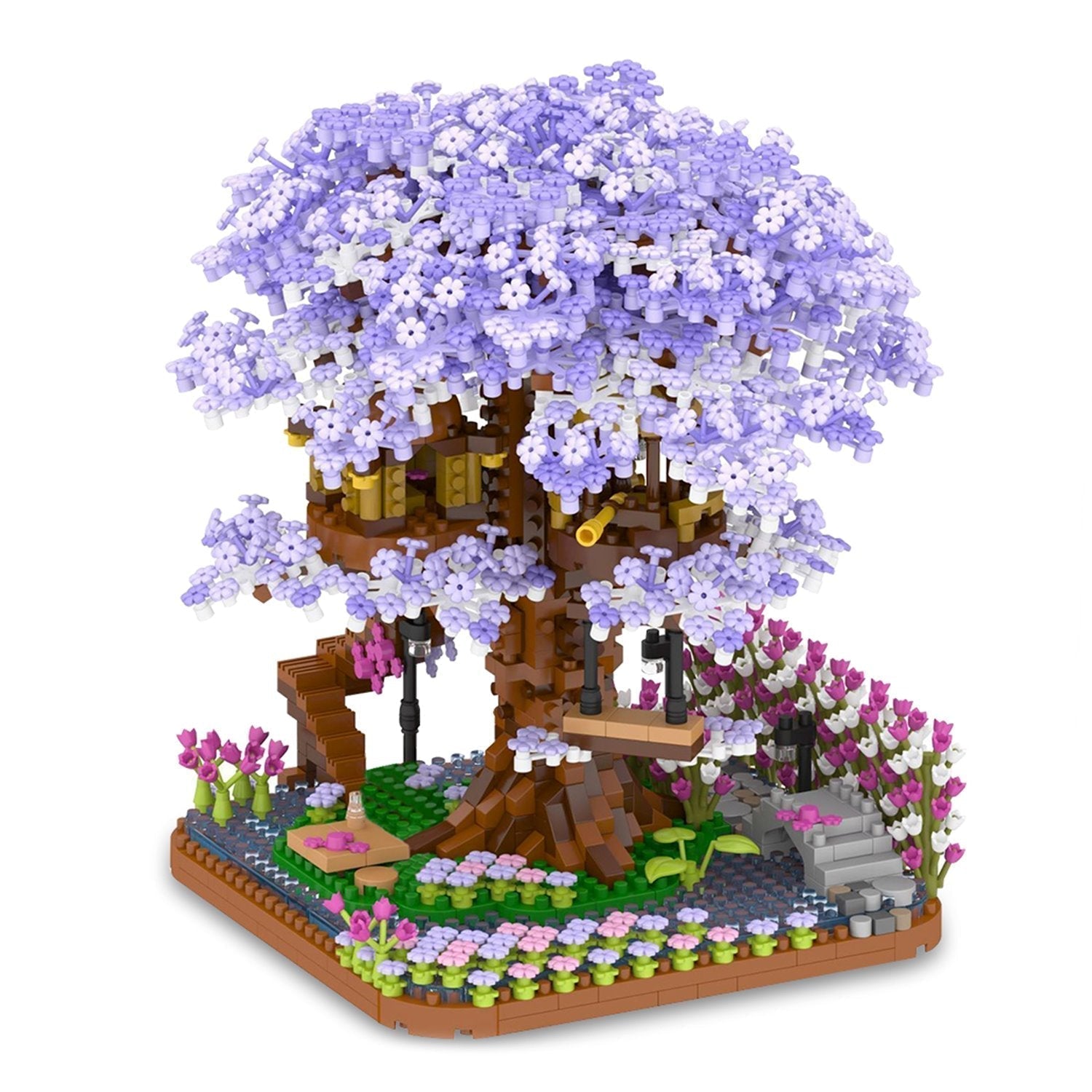 Maliben | Purple Sakura Tree House Nano Building Set