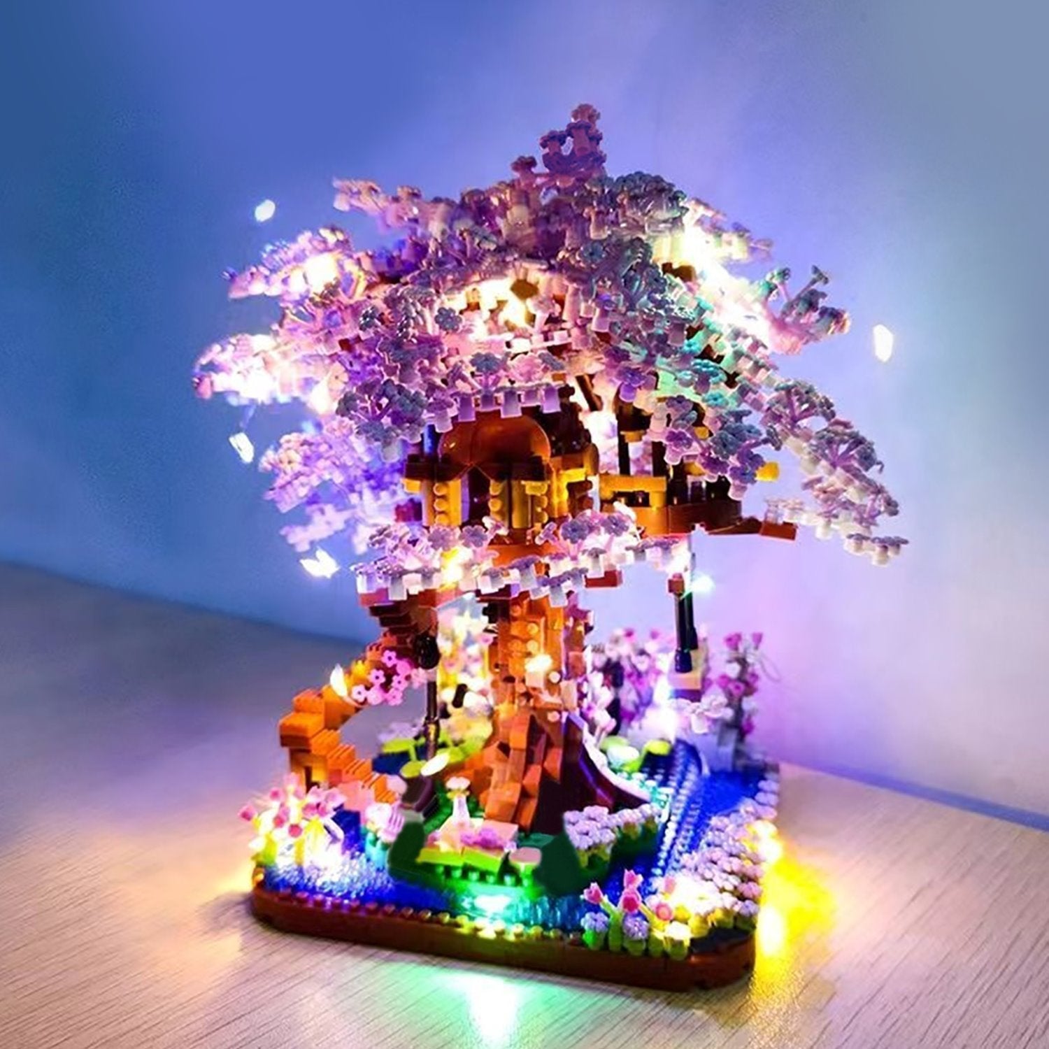 Maliben | Purple Sakura Tree House Nano Building Set